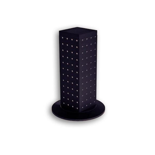 Four-sided 4"W x 12"H Pegboard Tower W/ Revolving 9" Base